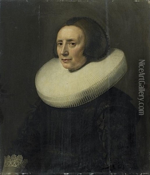 Portrait De Margaret Van Bere (in 3 Parts) Oil Painting - Michiel Janszoon van Mierevelt