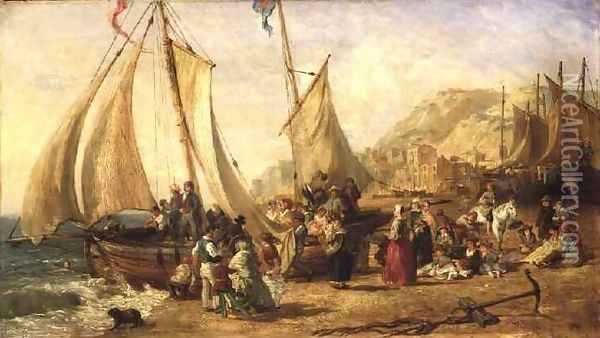 Life at the Seaside Oil Painting - William Parrott