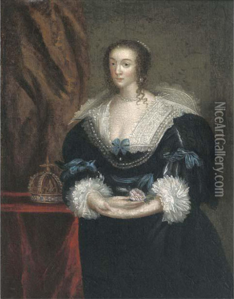 Portrait Of Queen Henrietta Maria Oil Painting - Sir Anthony Van Dyck