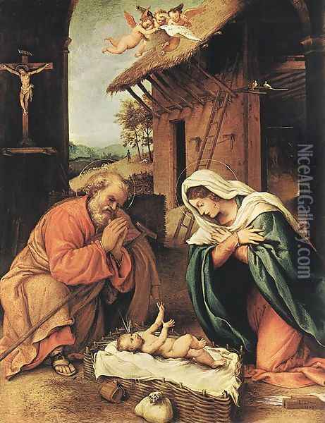 Nativity 1523 Oil Painting - Lorenzo Lotto