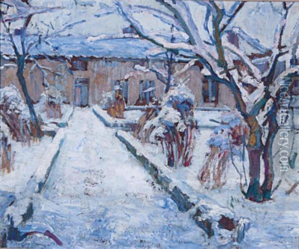 House Covered In Snow On A Winter's Day Oil Painting - Paul Vogler