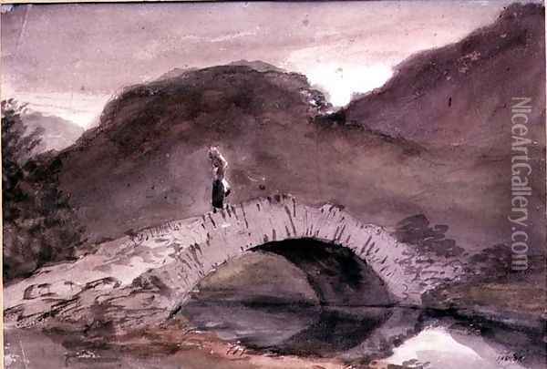 A Bridge at Borrowdale Oil Painting - John Constable