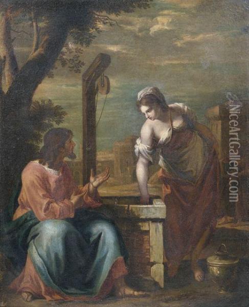 Christus Und Die Samariterin Am Brunnen Oil Painting - Gaspare Diziani