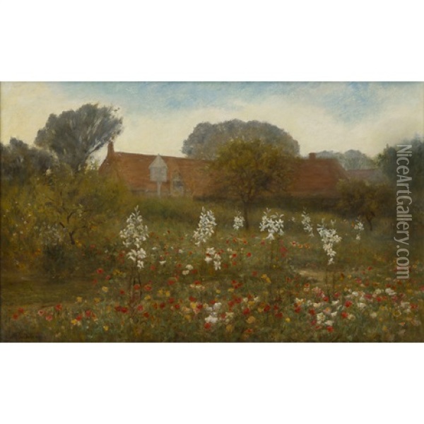 A Garden In Summer Oil Painting - Albert Goodwin