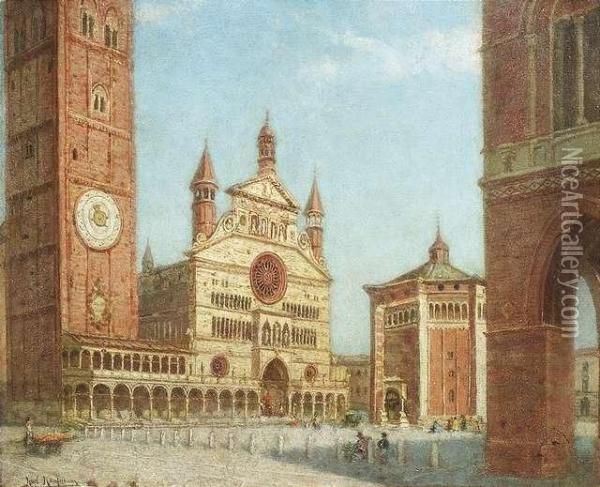 Piazza Duomo At Cremona In Italy Oil Painting - Karl Kaufmann