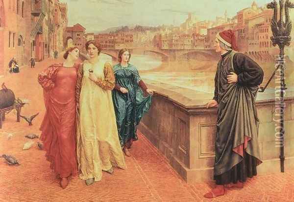 The Meeting of Dante with Beatrice Oil Painting - Henry Holiday