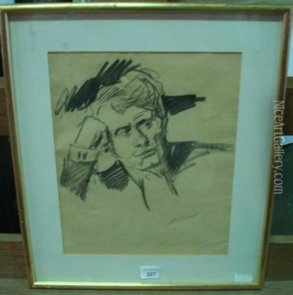 Portrait D'homme Pensif Oil Painting - Lucien Hector Jonas