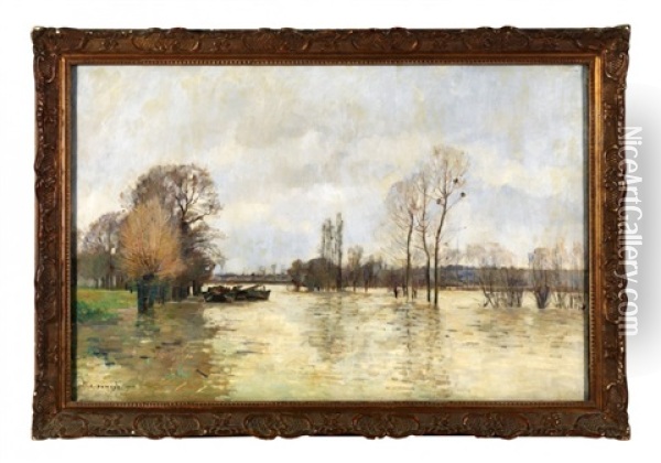 Les Inondations Oil Painting - Pierre Emmanuel Eugene Damoye