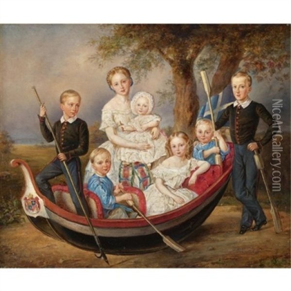 The Children Of The Duke Of Oldenberg Oil Painting - Vladimir Ivanovich Hau