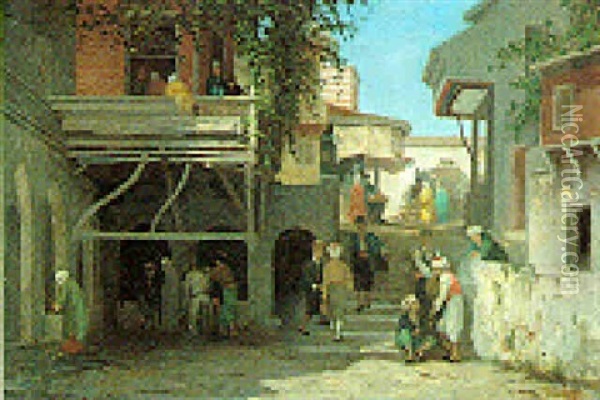 Street Scene In Turkey Oil Painting - Germain Fabius Brest