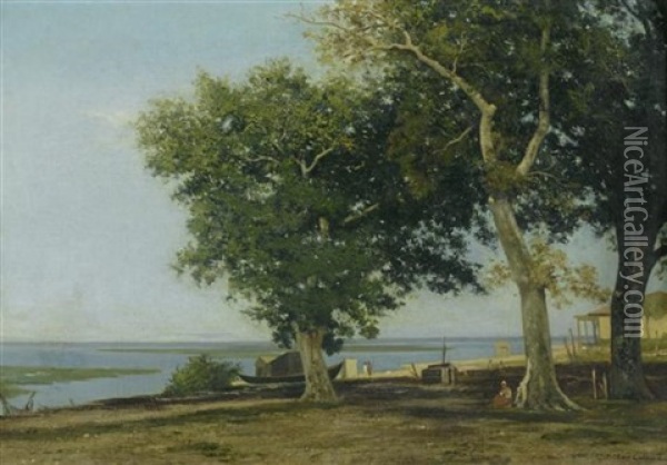 Weite Seeuferlandschaft Oil Painting - Jean-Baptiste-Arthur Calame