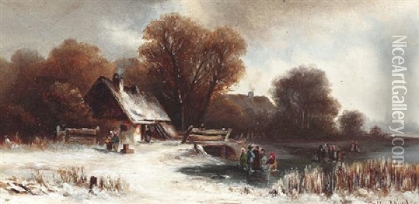 Winter An Einem Oberbayerischen See Oil Painting - Anton Doll