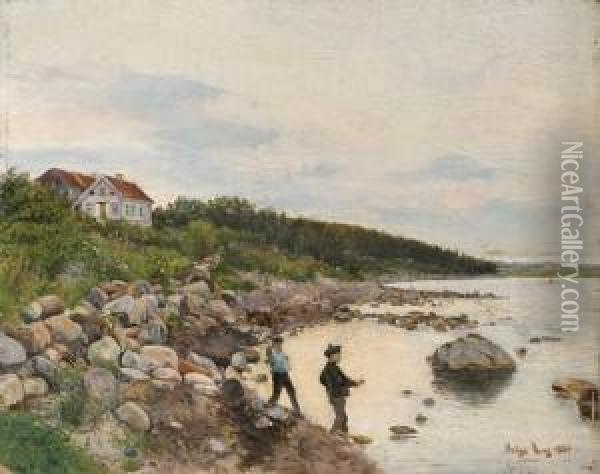 Waterside, Fromasgardstrand 1886 Oil Painting - Helga Ring Reusch