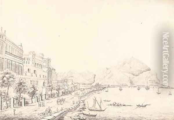 Italian views including The marina at Palermo Oil Painting - Edward Cheney