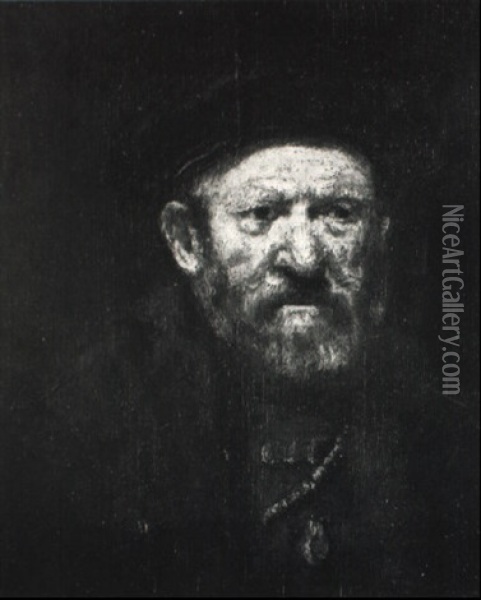 B,rtiger Mann Mit Barett Oil Painting -  Rembrandt van Rijn
