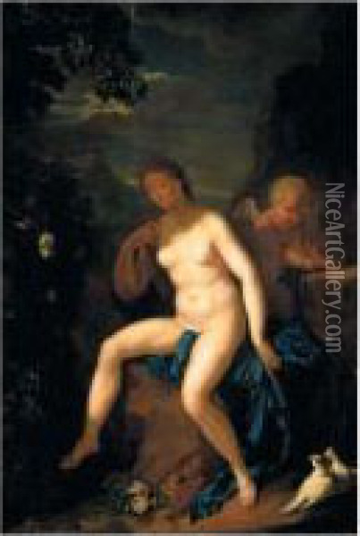 Venus And Cupid Oil Painting - Adriaen Van Der Kabel