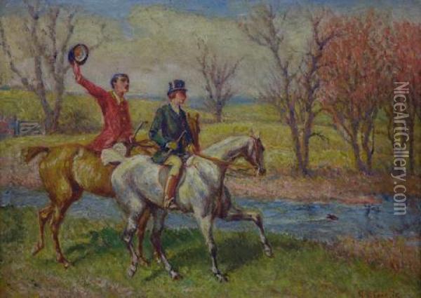 Horse And Riders Oil Painting - George Vaughan Curtis
