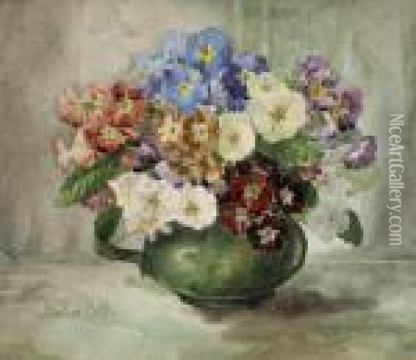 Polyanthus Oil Painting - Winifred Walker