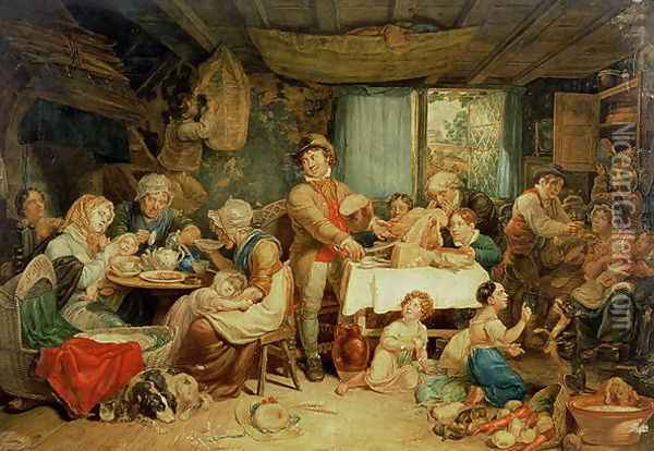 Living off the Fat of the Land, A Country Feast Oil Painting - Thomas Unwins