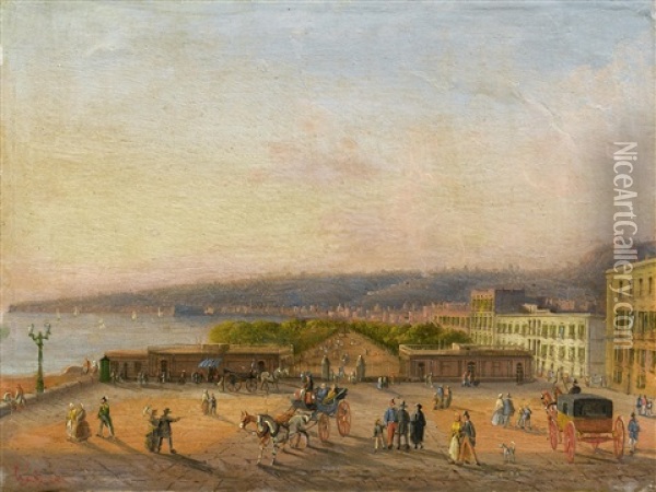 Blick Auf Die Villa Nazionale In Neapel Oil Painting - Giacinto Gigante