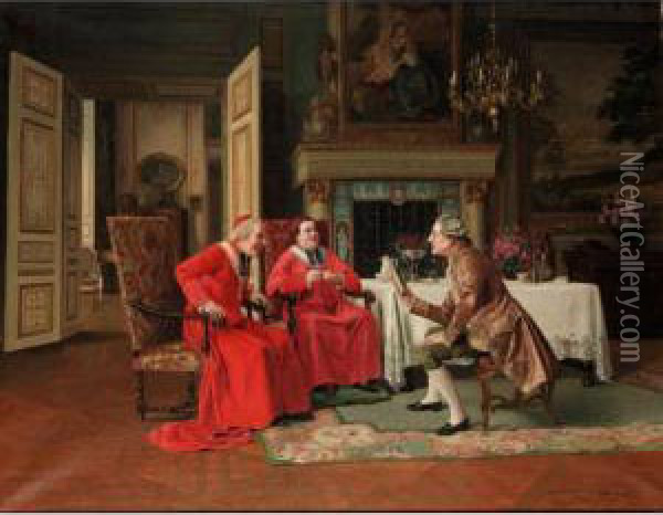Entertaining The Cardinals Oil Painting - Victor Marais-Milton