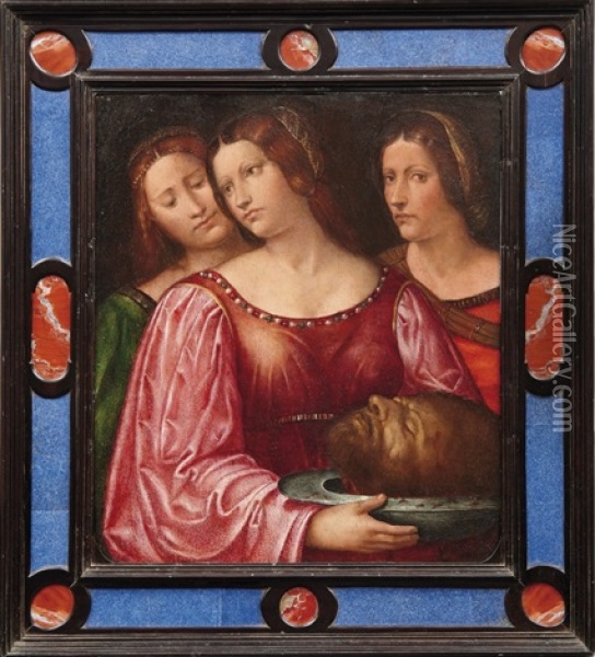 Salome Mit Dem Haupt Johannes Des Taufers Oil Painting -  Romanino (Girolamo Romani)