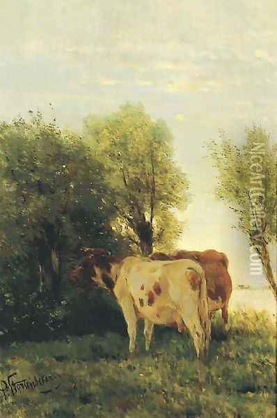 Cattle in a landscape Oil Painting - Pieter Stortenbeker