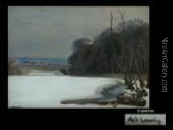 Gefrorener Weiher Oil Painting - Anders Anderson-Lundby