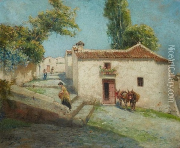 Scene De Village Oil Painting - Manuel Garcia y Rodriguez