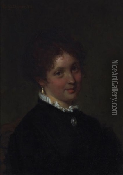 Portrait Of A Young Woman Oil Painting - Eduard von Gruetzner