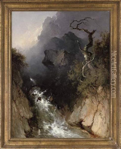 The Rocky Waterfall Oil Painting - John Brandon Smith