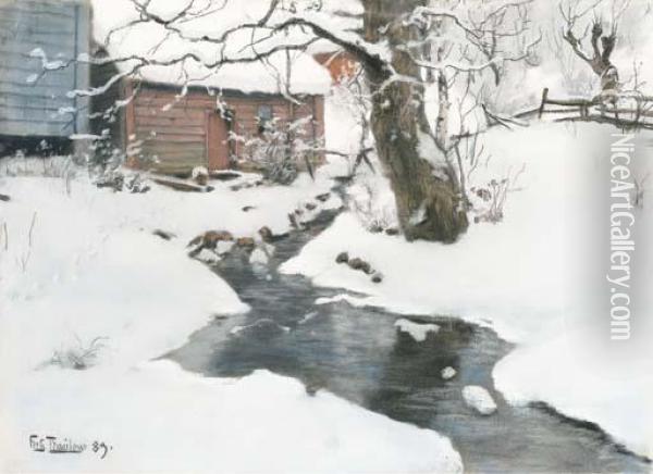 Winter On The Isle Of Stord Oil Painting - Fritz Thaulow