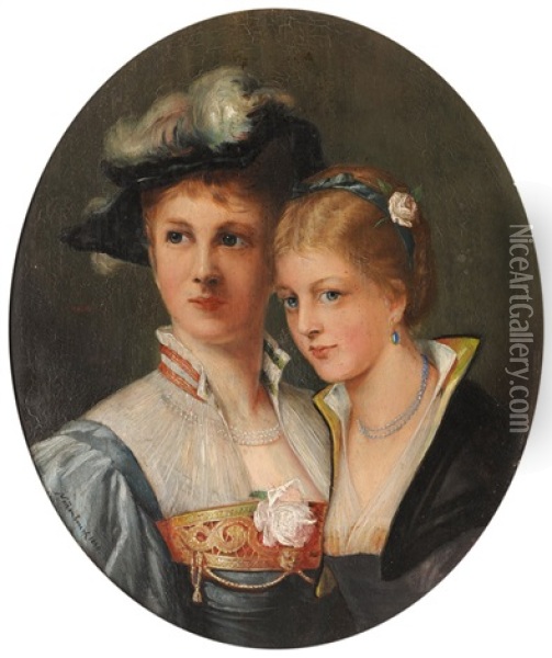 A Youthful Couple Oil Painting - Max Nonnenbruch