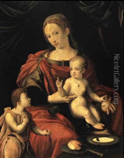 Maria Mit Dem Kind Und Johannesknaben Oil Painting - Cornelis van Cleve