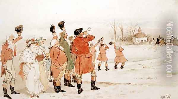 Saying Good-bye to the Bride, watercolour Oil Painting - Randolph Caldecott