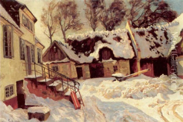 Vinterdag Ved Carlsberg, Hillerod Oil Painting - Viggo Pedersen