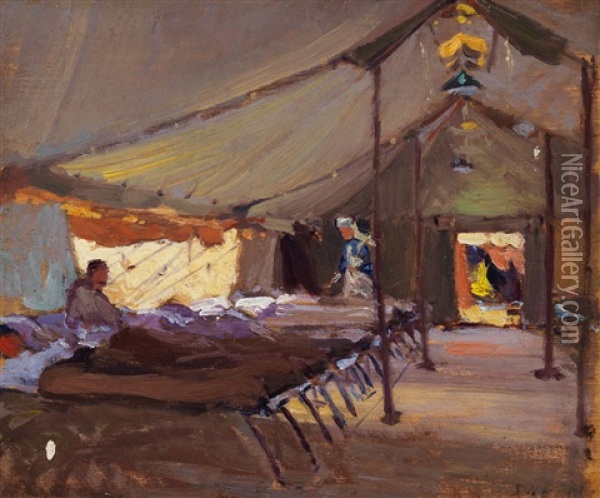 Interior Of A Field Hospital Tent Oil Painting - John William Beatty