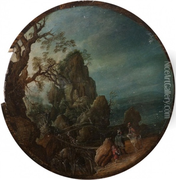 Paysage De Montagne Avec Des Promeneurs Oil Painting - Lucas Van Valkenborch
