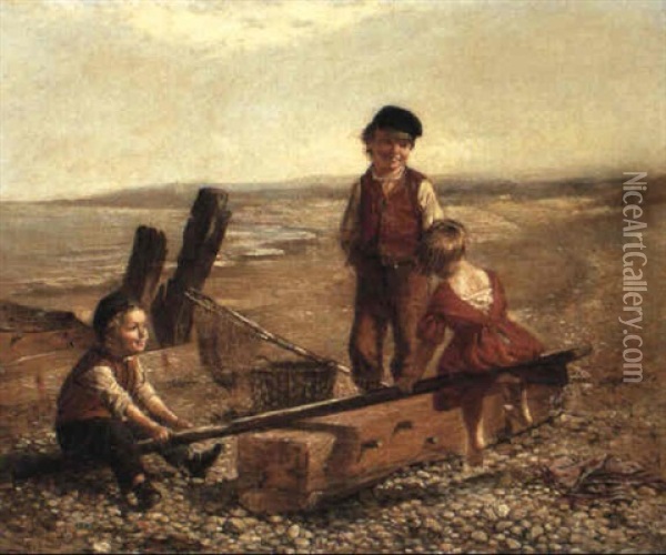 The See-saw On The Sea-shore Oil Painting - William Hemsley