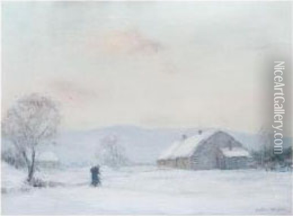 A Frosty Evening Oil Painting - Walter McAdam