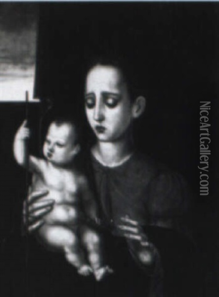Madonna And Child With A Yarnwinder Oil Painting - Luis de Morales