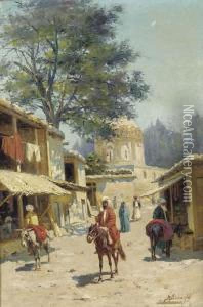 The Marketplace Oil Painting - Henri-Arthur Bonnefoy