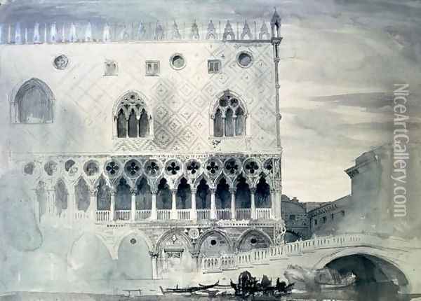 Exterior of Ducal Palace, Venice Oil Painting - John Ruskin
