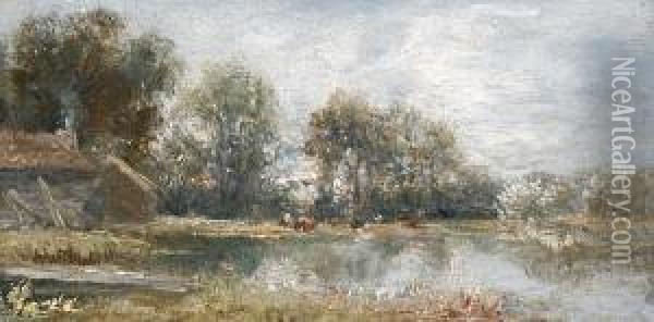 A River Landscape Oil Painting - Cecil Gordon Lawson