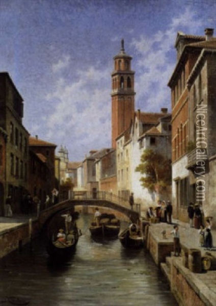 Vue Du Rio St. Barnaba A Venise Oil Painting - Jacques Francois Carabain