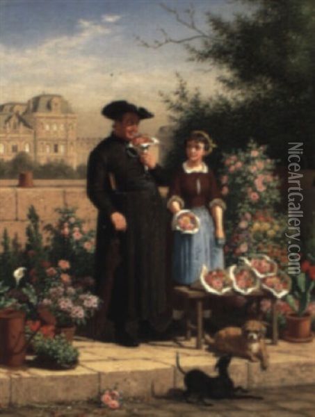 En Blomsterelsker I Paris Oil Painting - Carl Henrik Bogh