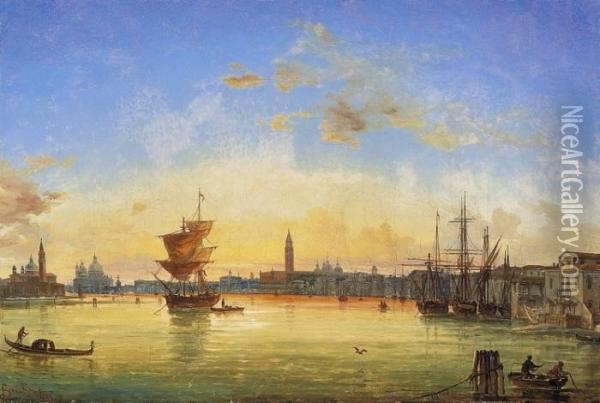 Venice In Twilight Oil Painting - Giovanni Grubacs