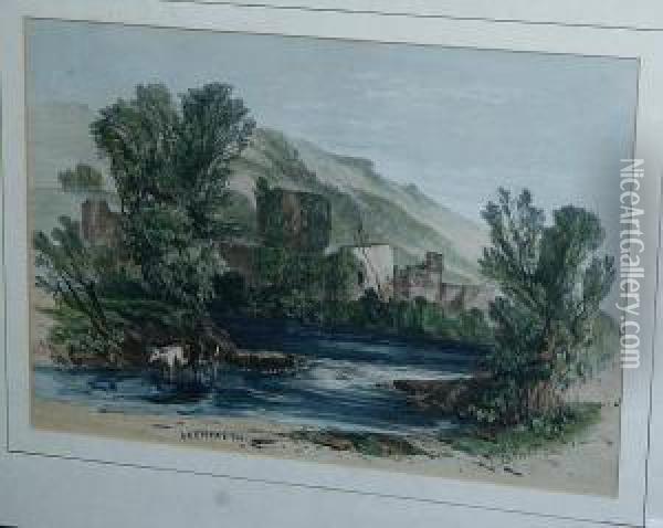 Welsh Ruins Oil Painting - John Skinner Prout
