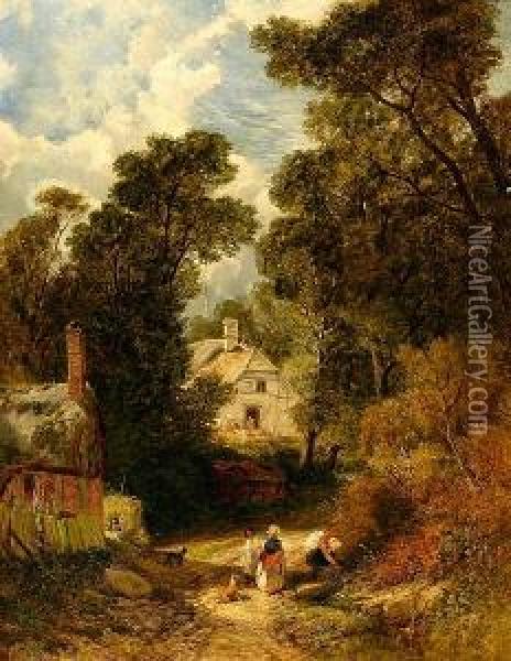 The Village Of Pyrford, Surrey Oil Painting - Frederick William Hulme