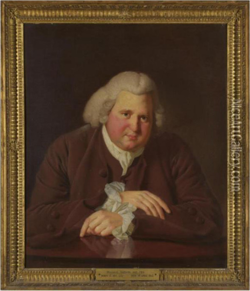 Portrait Of Erasmus Darwin (1731-1802) Oil Painting - Josepf Wright Of Derby
